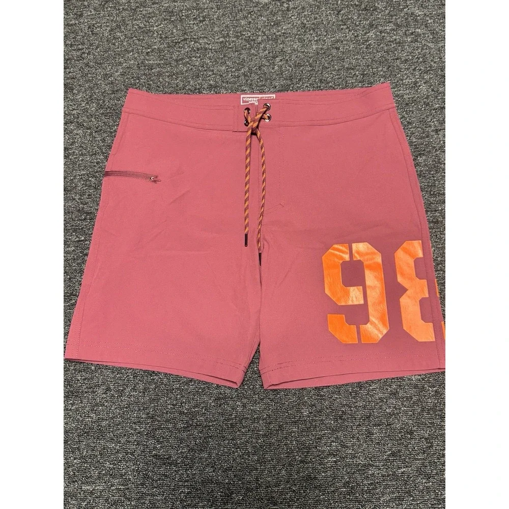 Vineyard Vines Mens Performance‎ Board Shorts 32 Maroon 98 Graphic Swim Trunks